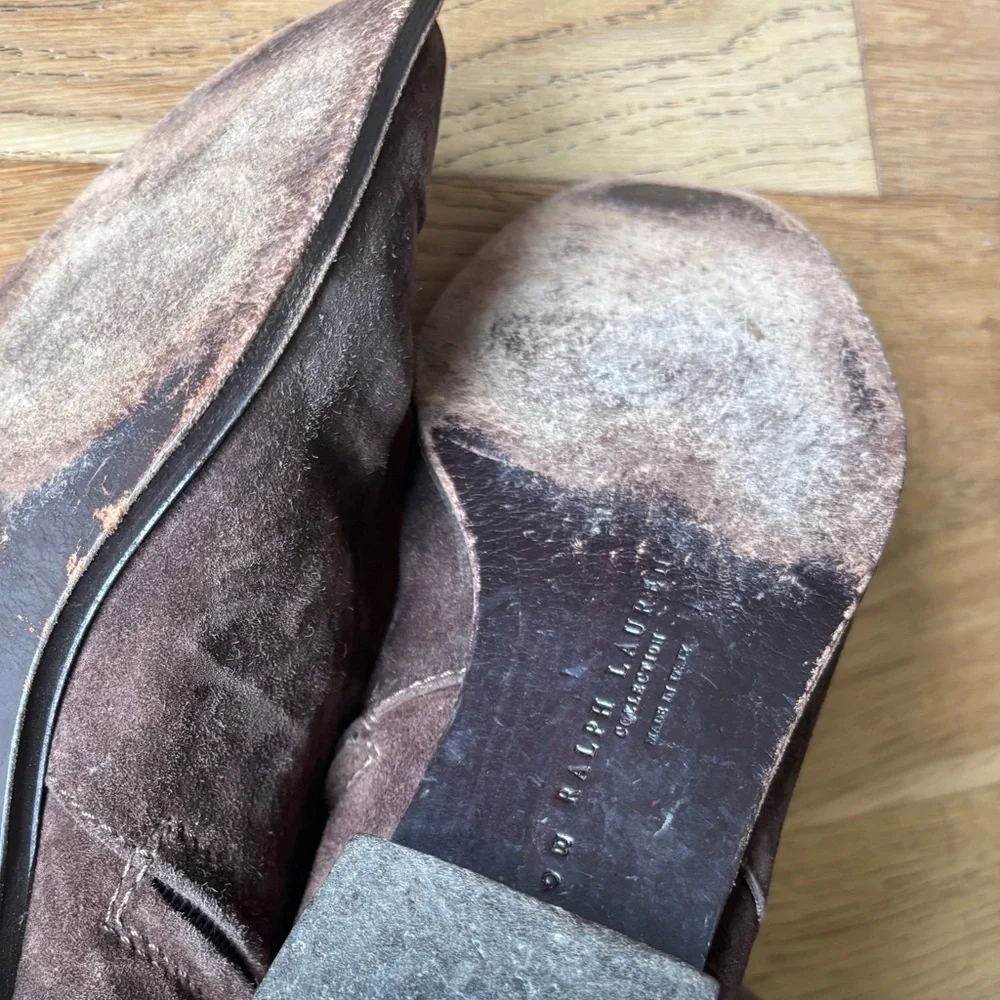 Ralph Lauren purple label suede leather boots womens 9